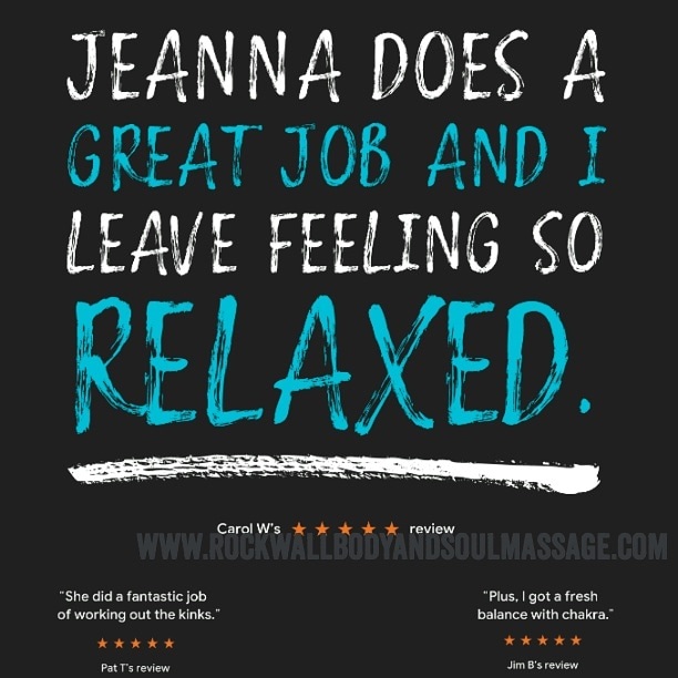 screen shot of a review: 'I leave feeling so relaxed'